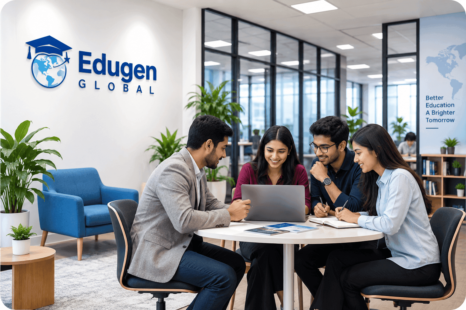 Edugen Global team consulting a student